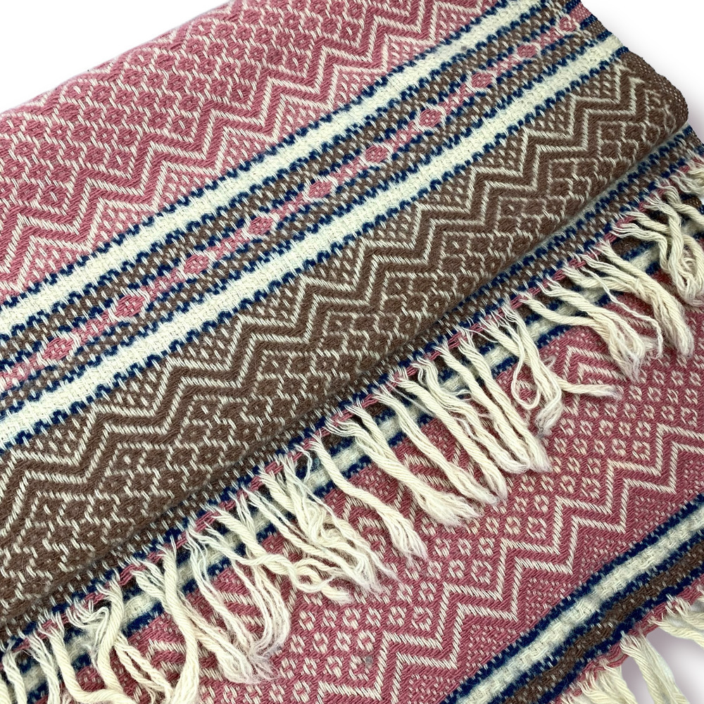 1960's FARIBO pure wool blanket shawl throw wrap